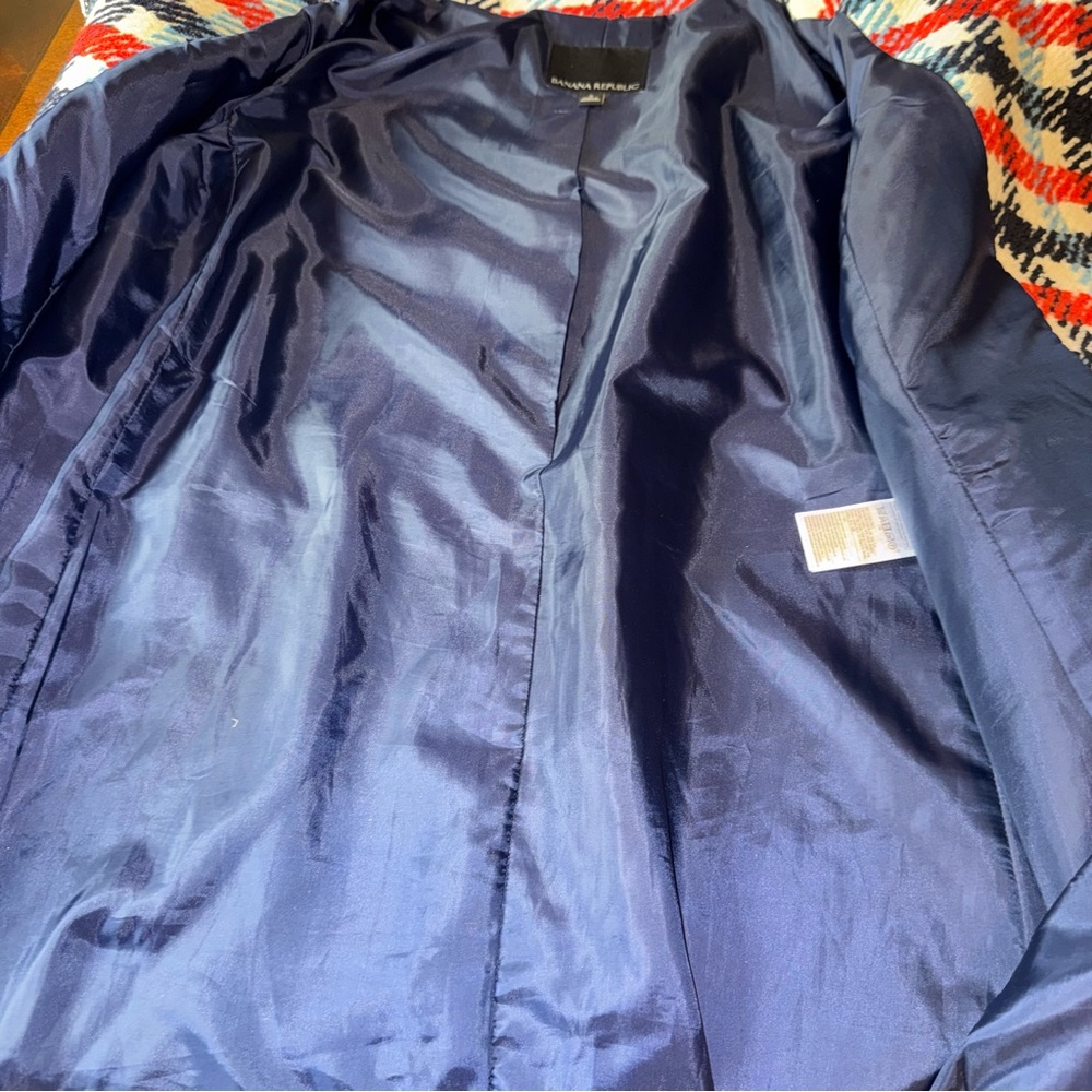Banana Republic Italian Plaid Stadium Jacket Wool Blend Pea Coat Preppy Sz Small - Picture 6 of 9